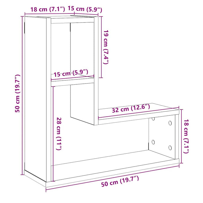 Rafturi de perete cub 2 buc. stejar artizanal, 50x15x50 cm lemn - WALTI WALTI