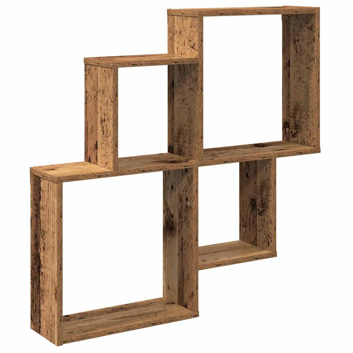 Raft de perete cub, lemn vechi, 80x15x78,5 cm, PAL - WALTI WALTI