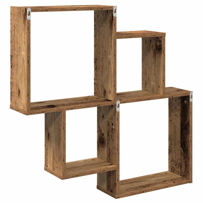 Raft de perete cub, lemn vechi, 80x15x78,5 cm, PAL - WALTI WALTI