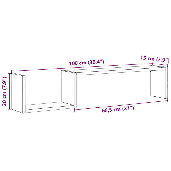 Rafturi perete 2 buc., lemn vechi, 100x15x20 cm, lemn prelucrat - WALTI WALTI