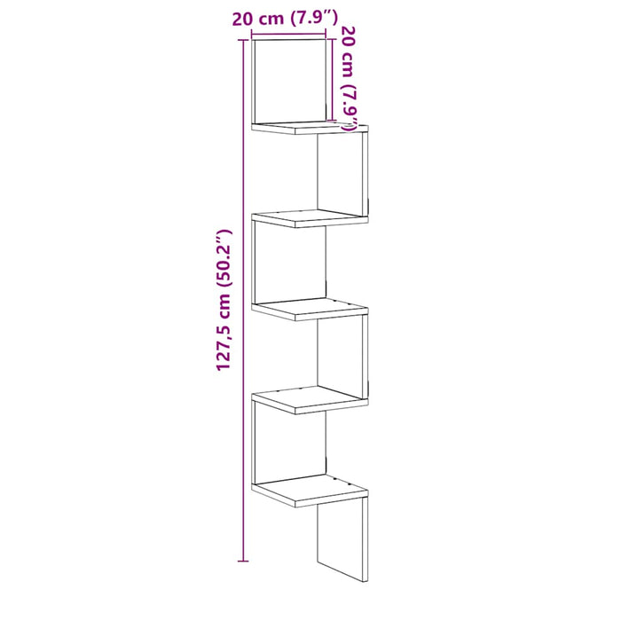 Raft perete pentru colț lemn vechi 20x20x127,5cm lemn prelucrat - WALTI WALTI