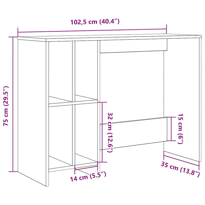 Birou, lemn vechi, 102,5x35x75 cm, lemn prelucrat - WALTI WALTI