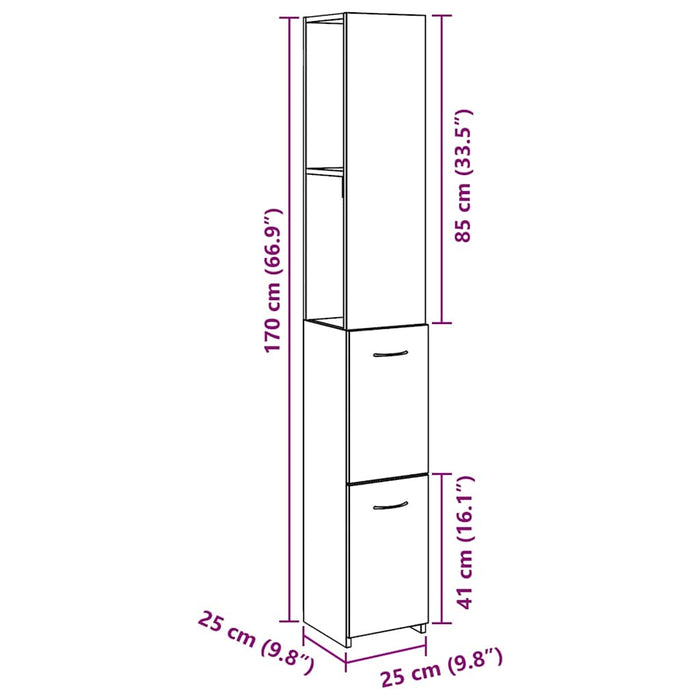 Dulap pentru baie stejar artizanal 25x25x170 cm lemn prelucrat - WALTI WALTI