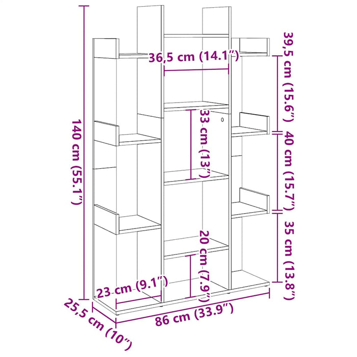 Dulap cu cărți din lemn vechi 86x25,5x140 cm din lemn prelucrat - WALTI WALTI