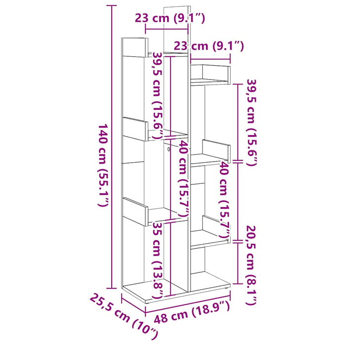 Dulap cu cărți din lemn vechi 48x25,5x140 cm din lemn prelucrat - WALTI WALTI