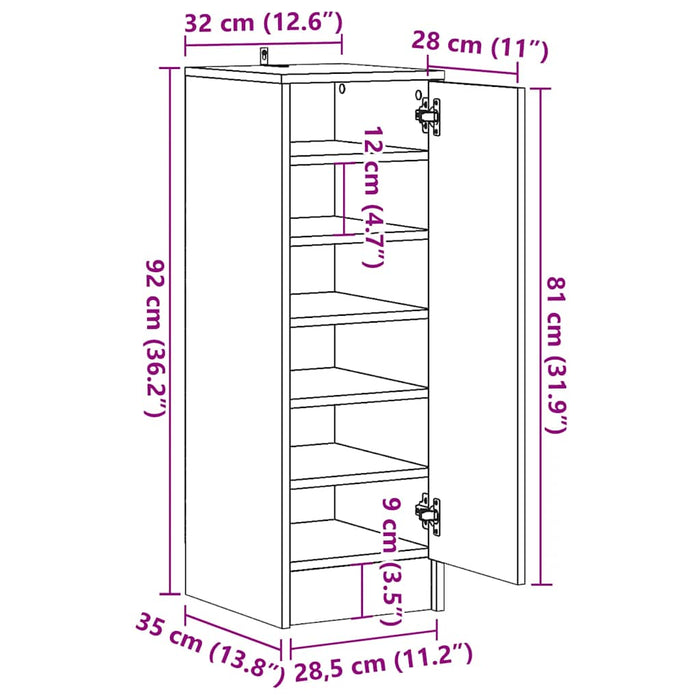 Dulap Pantofi Lemn Vechi 32x35x92 cm Lemn prelucrat - WALTI WALTI