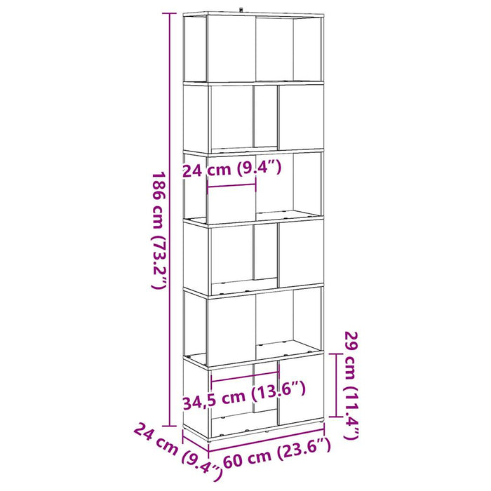 Bibliotecă/Separator de cameră, Lemn vechi, 60x24x186 cm - WALTI WALTI