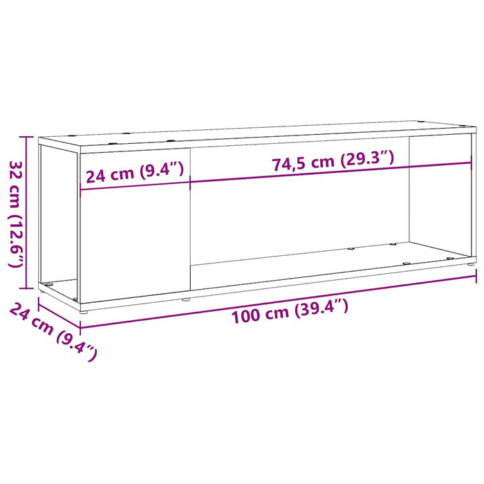 Comodă TV, stejar artizanal, 100x24x32 cm, lemn prelucrat - WALTI WALTI