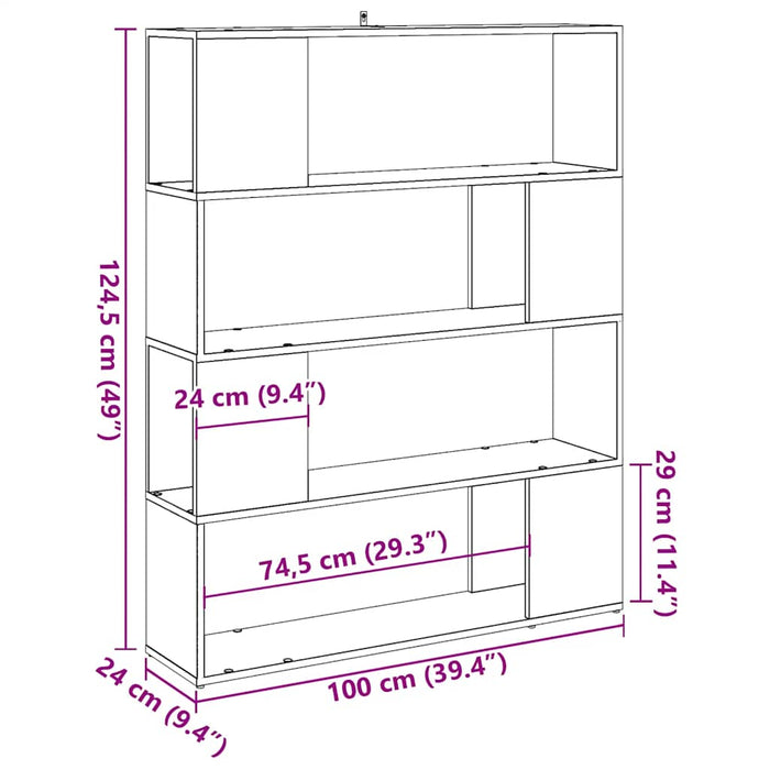 Bibliotecă/Separator cameră, lemn vechi, 100x24x124,5 cm - WALTI WALTI