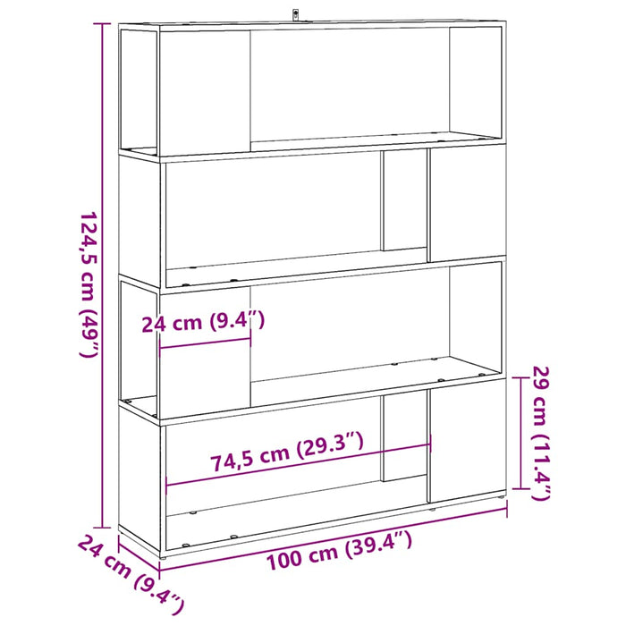 Bibliotecă/Separator de cameră stejar artizanal 100x24x124,5 cm - WALTI WALTI