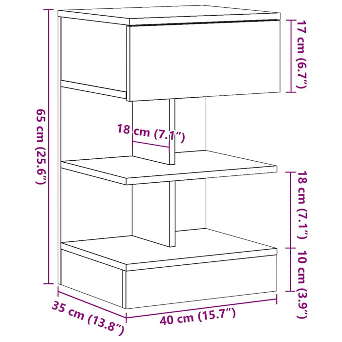 Noptiera Lemn Vechi 40x35x65 cm Lemn prelucrat WALTI