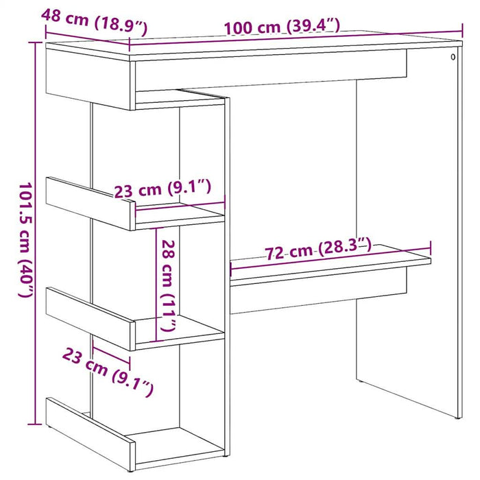 Masă bar cu raft de depozitare Stejar artizanal 100x48x101,5 cm - WALTI WALTI