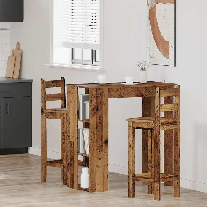 Masă bar cu rafturi, lemn vechi, 102x50x103,5 cm lemn prelucrat - WALTI WALTI
