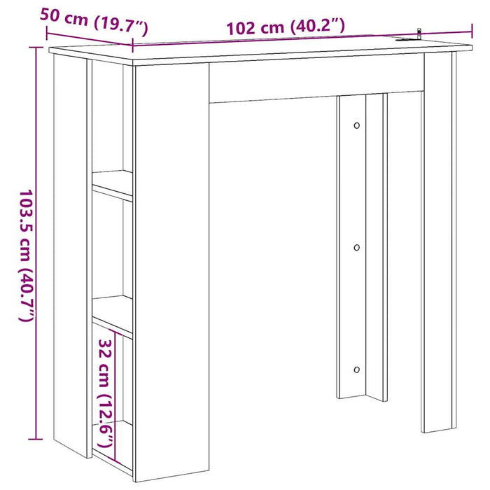Masă bar cu rafturi, lemn vechi, 102x50x103,5 cm lemn prelucrat - WALTI WALTI