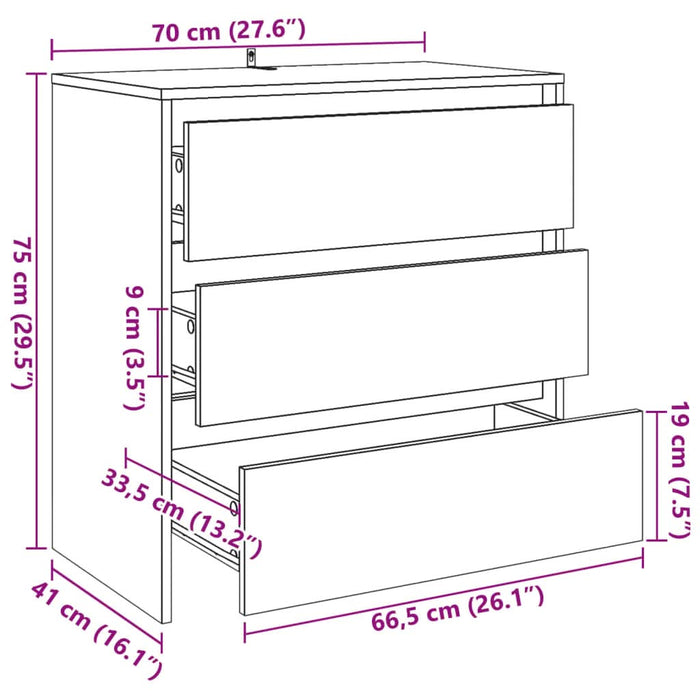 Dulap, stejar artizanal, 70x41x75cm, lemn prelucrat - WALTI WALTI