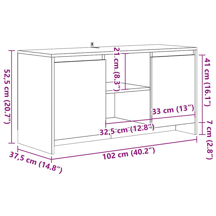 Dulap TV, lemn vechi, 102x37,5x52,5 cm, lemn prelucrat - WALTI WALTI