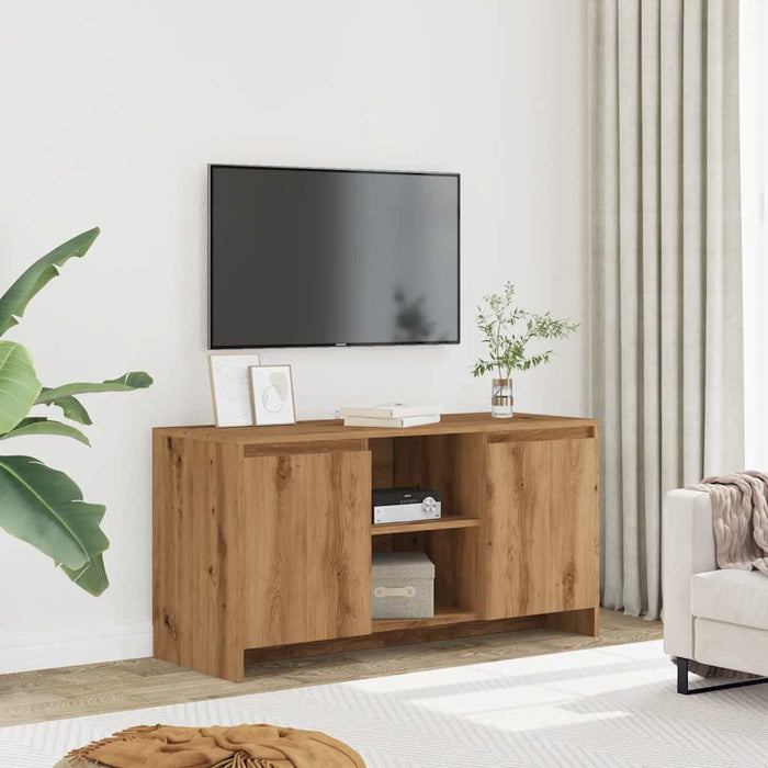 Comodă TV, stejar artizanal, 102x37,5x52,5 cm, lemn prelucrat - WALTI WALTI