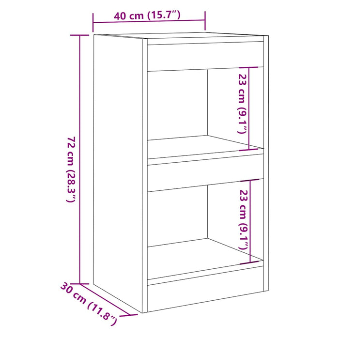 Bibliotecă/Separator de cameră stejar artizanal 40x30x72 cm - WALTI WALTI