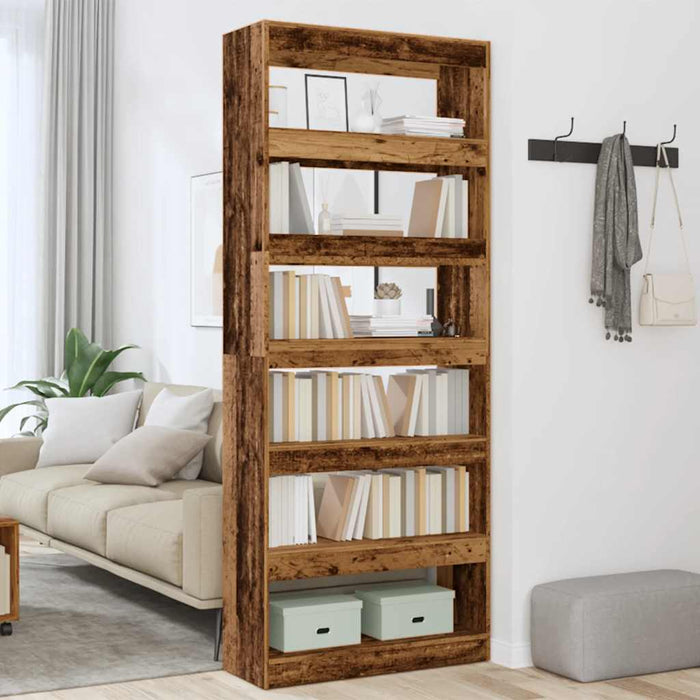 Bibliotecă/Separator de cameră, Lemn vechi, 80x30x198 cm - WALTI WALTI