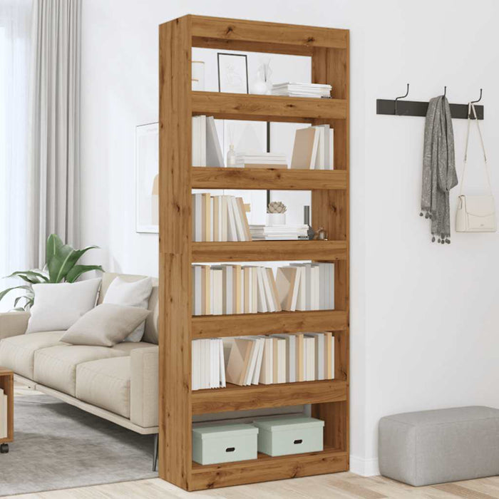 Bibliotecă/Separator de cameră, Stejar artizanal,80x30x198 cm - WALTI WALTI