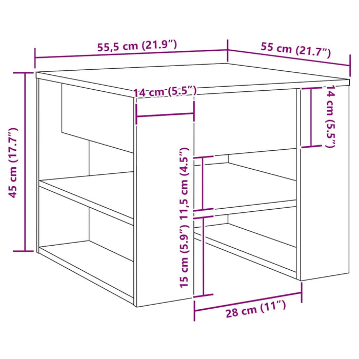 Masuta de cafea Stejar artizanal 55,5x55x45 cm Lemn prelucrat - WALTI WALTI