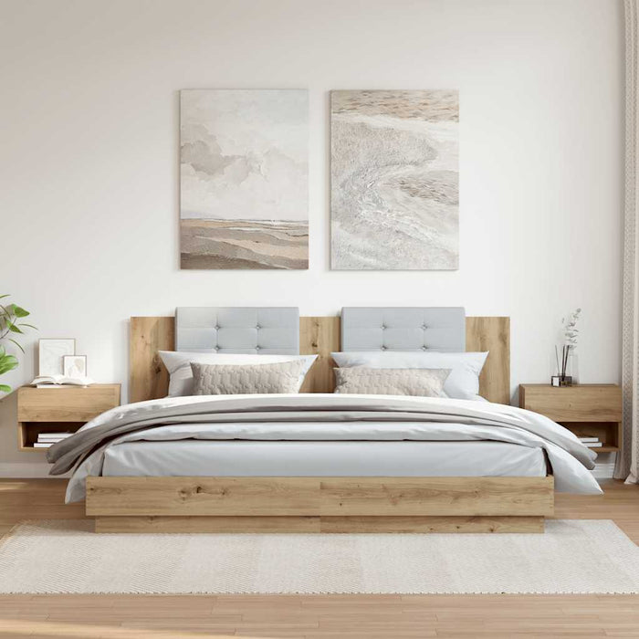 Noptiere de perete, 2 buc., stejar artizanal - WALTI WALTI