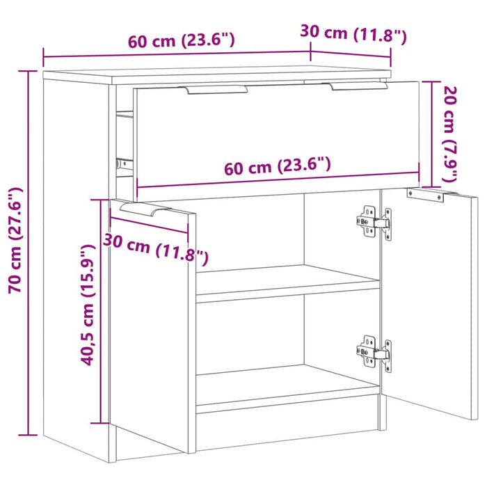 Dulap, stejar artizanal, 60x30x70 cm, lemn prelucrat - WALTI WALTI