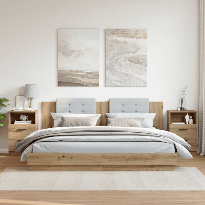 Noptiere, 2 buc., stejar artizanal, 40x36x65 cm, lemn prelucrat - WALTI WALTI