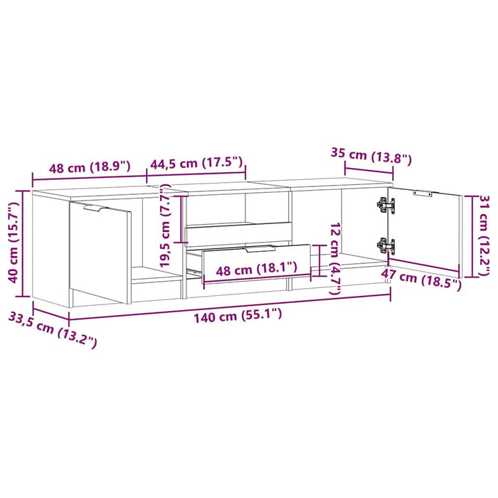 Dulap TV Lemn vechi 140x35x40 cm Lemn prelucrat - WALTI WALTI