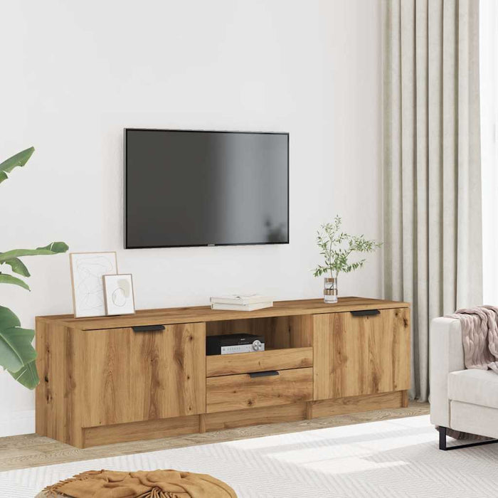 Comodă TV, stejar artizanal, 140x35x40 cm, lemn prelucrat - WALTI WALTI