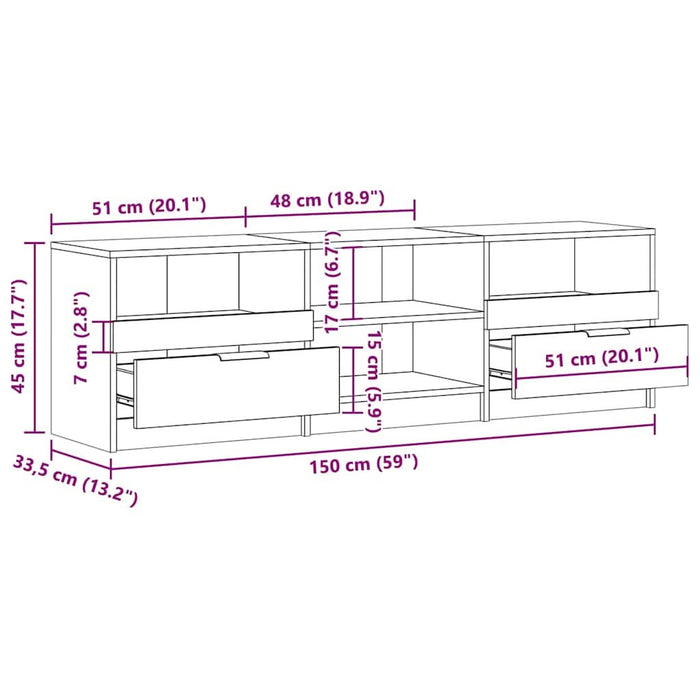 Dulap TV Lemn vechi 150x33,5x45 cm Lemn prelucrat - WALTI WALTI