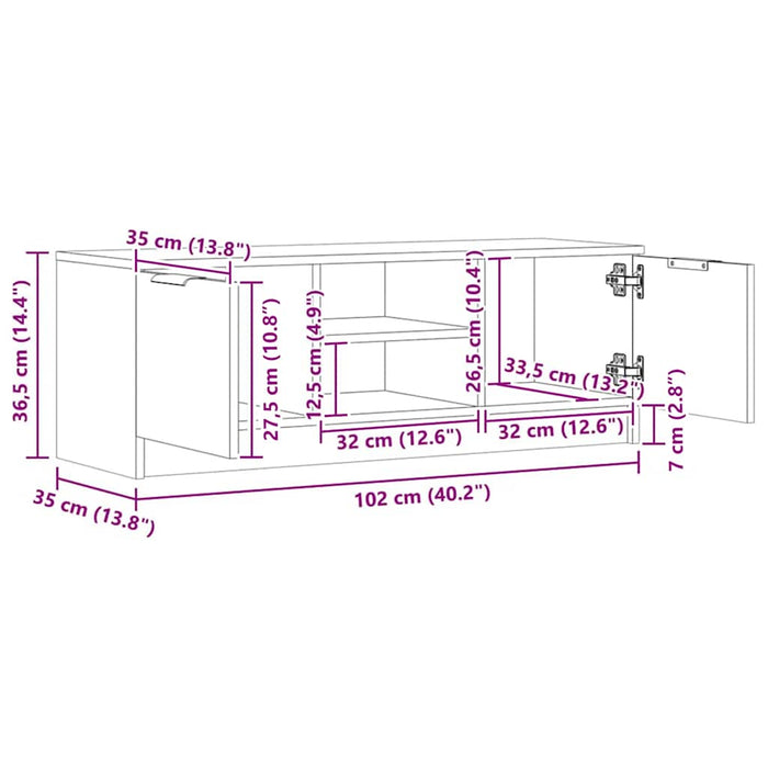 Comodă TV,stejar artizanal 102x35x36,5 cm, lemn prelucrat - WALTI WALTI