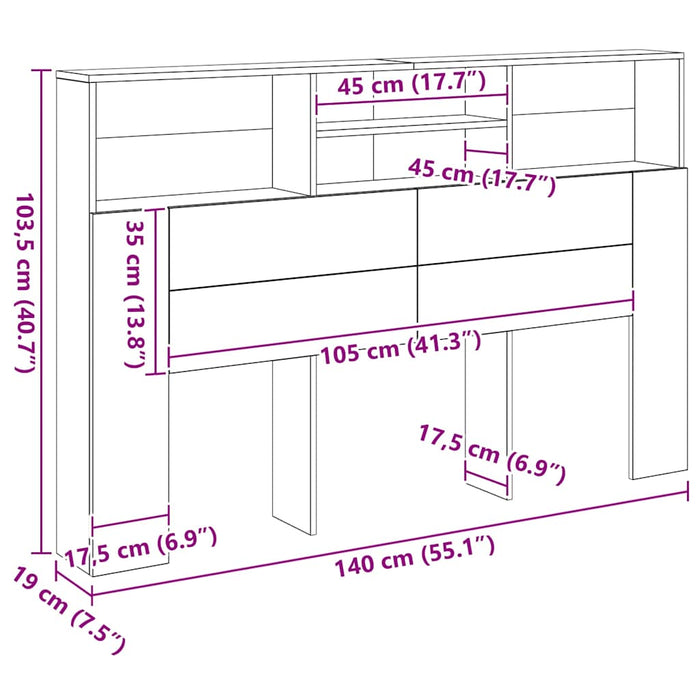Tăblie pat dulap stejar artizanal 160x19x103,5cm lemn prelucrat - WALTI WALTI