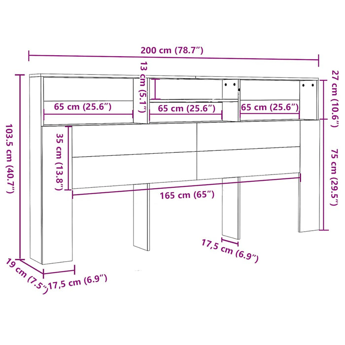 Tăblie pat/dulap, lemn artizanal 200x19x103,5 cm lemn prelucrat - WALTI WALTI