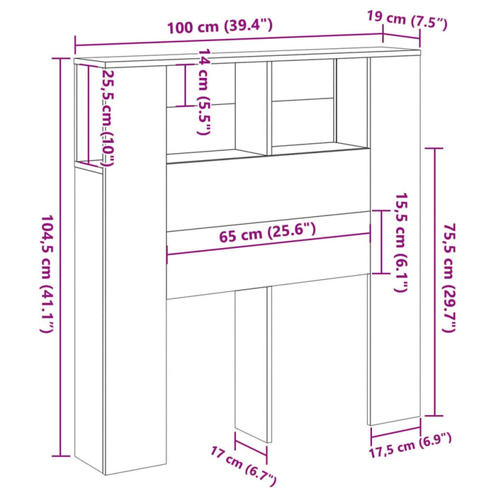 Tăblie pat cu dulap, lemn vechi 100x19x104,5 cm lemn prelucrat - WALTI WALTI