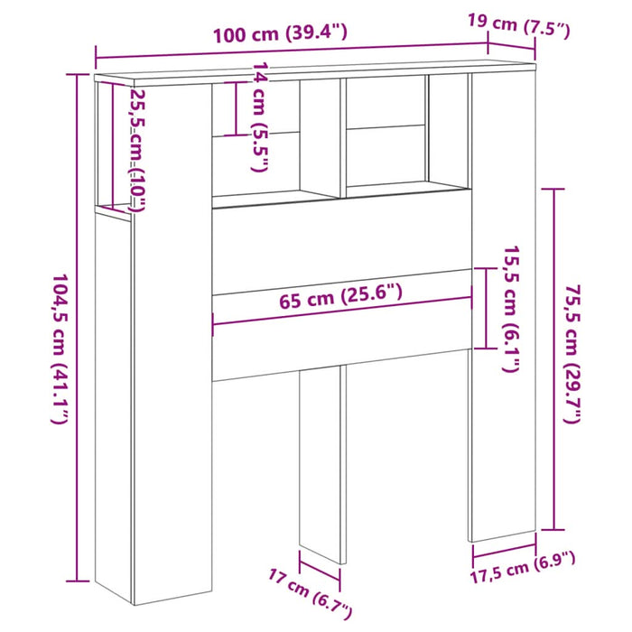 Tăblie pat dulap stejar artizanal 100x19x104,5cm lemn prelucrat - WALTI WALTI