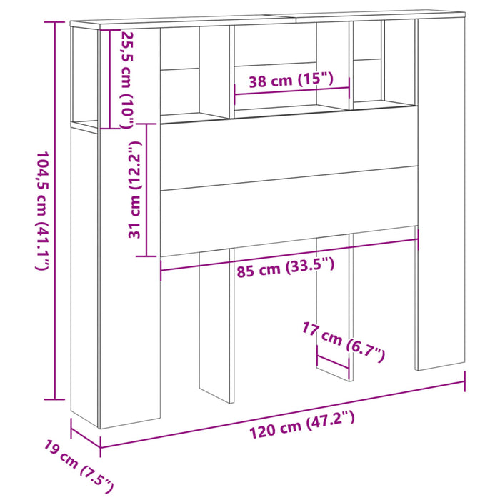Tăblie pat cu dulap, lemn vechi 120x19x104,5 cm lemn prelucrat - WALTI WALTI