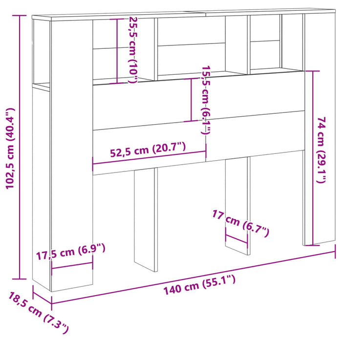 Tăblie pat cu dulap lemn vechi 140x18,5x102,5 cm lemn prelucrat - WALTI WALTI
