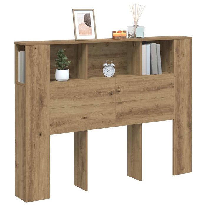Dulap cu tăblie de pat, stejar artizanal, 140x18,5x102,5 cm, lemn stratificat WALTI