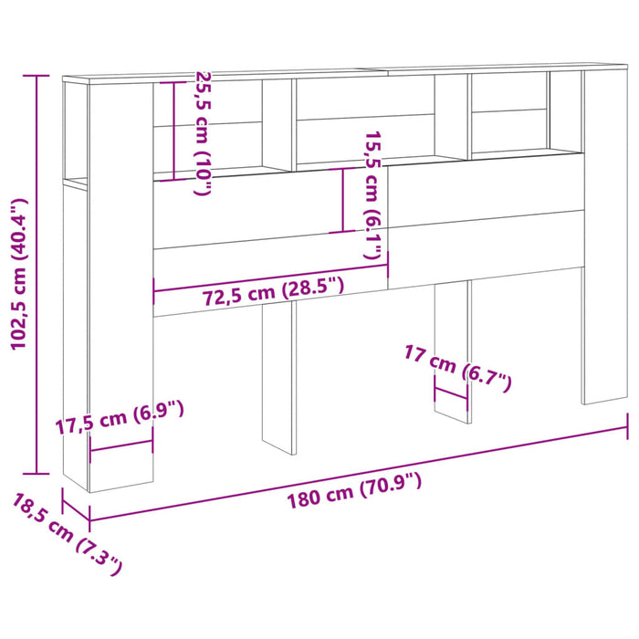 Tăblie pat cu dulap lemn vechi 180x18,5x102,5 cm lemn prelucrat - WALTI WALTI