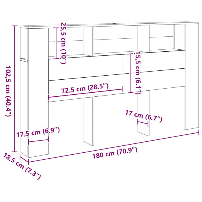 Tăblie pat/dulap lemn artizanal 180x18,5x102,5cm lemn prelucrat - WALTI WALTI