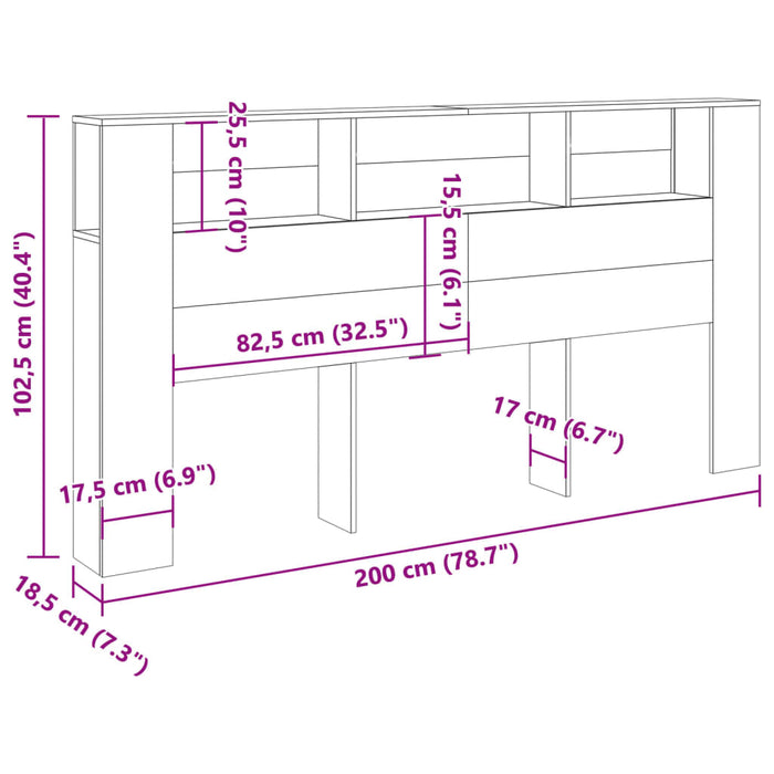 Tăblie pat cu dulap lemn vechi 200x18,5x102,5 cm lemn prelucrat - WALTI WALTI