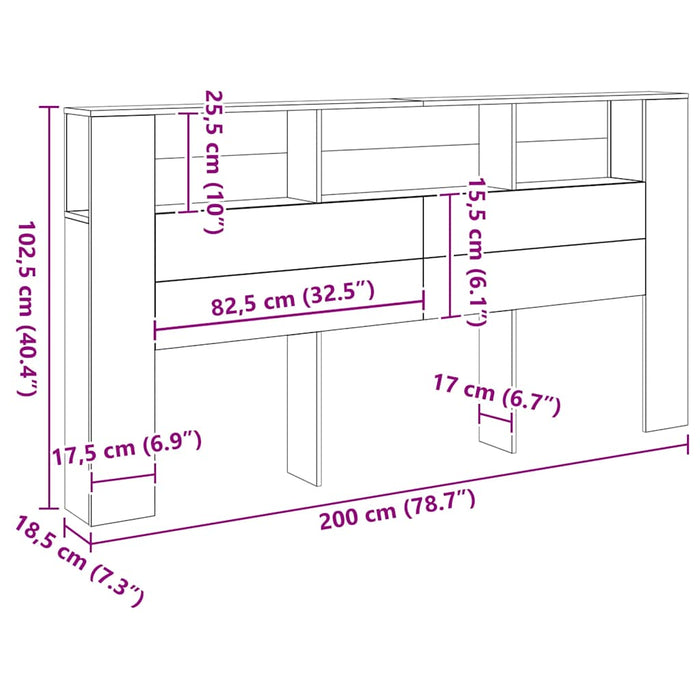 Tăblie pat/dulap lemn artizanal 200x18,5x102,5cm lemn prelucrat - WALTI WALTI