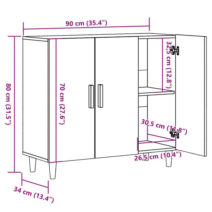 Dulap, stejar artizanal, 90x34x80 cm, lemn prelucrat - WALTI WALTI