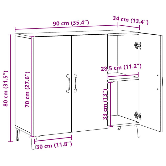 Dulap, stejar artizanal, 90x34x80 cm, lemn prelucrat - WALTI WALTI