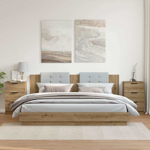 Noptiere, 2 buc., stejar artizanal, 40x36x65 cm, lemn prelucrat - WALTI WALTI