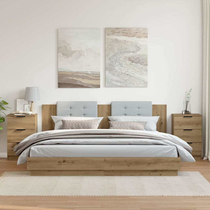 Noptiere, 2 buc., stejar artizanal, 40x36x65 cm, lemn prelucrat - WALTI WALTI