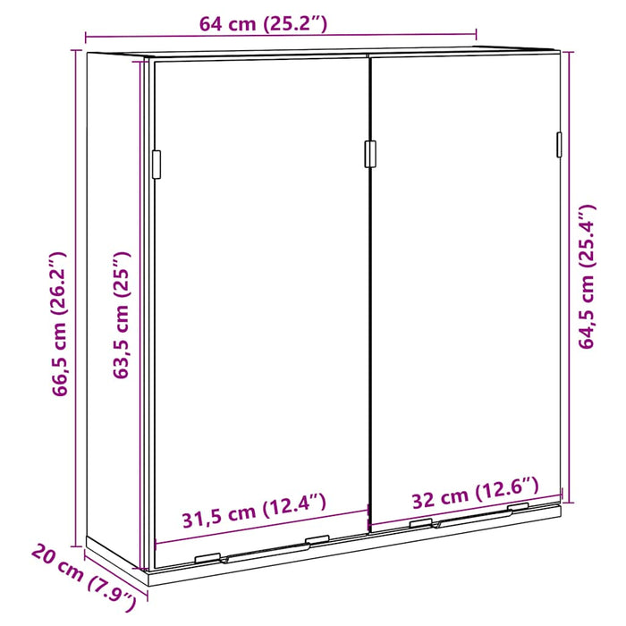 Dulap cu oglindă de baie lemn vechi 64x20x66,5 cm lemn de lemn - WALTI WALTI