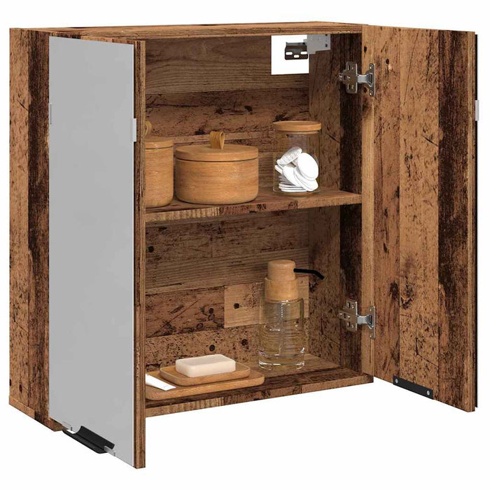 Dulap cu oglindă de baie lemn vechi 64x20x66,5 cm lemn de lemn - WALTI WALTI