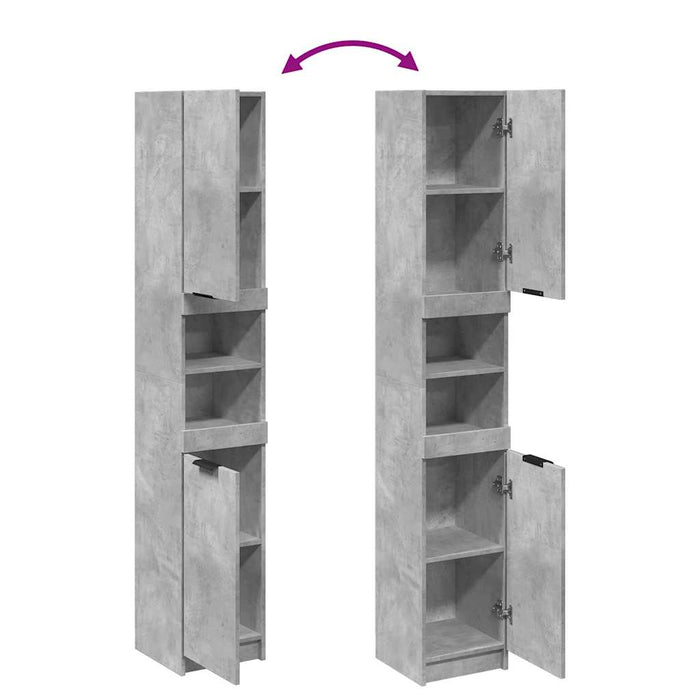 Dulap de baie, gri beton, 32x34x188,5 cm, lemn compozit - WALTI WALTI
